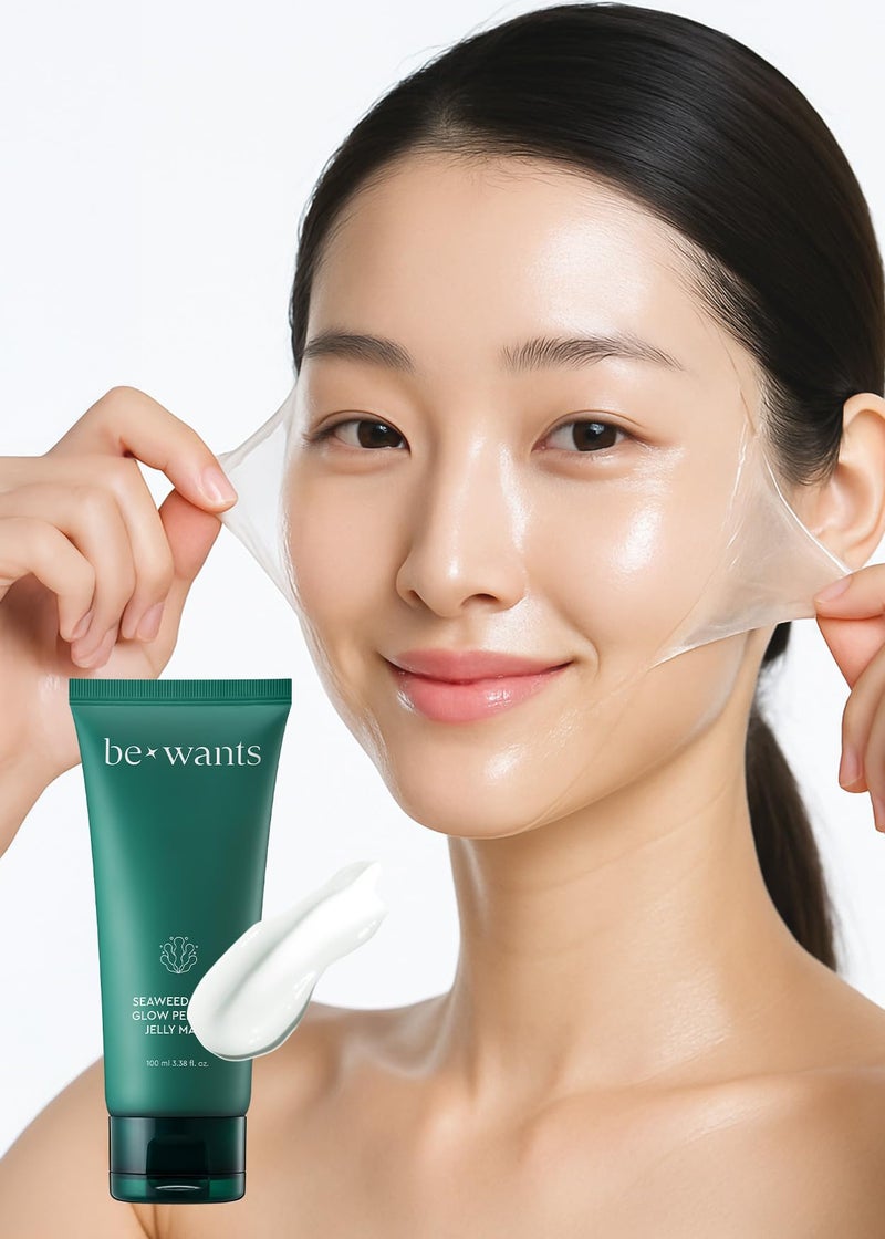 BE+WANTS bewants Seaweed PDRN Glow Peel Off Jelly Mask | Pore Minimizing Peel Off Face Mask | Soothing PDRN Skincare & Vegan Skincare for Korean Glass Skin, 3.38 fl oz - Image 1