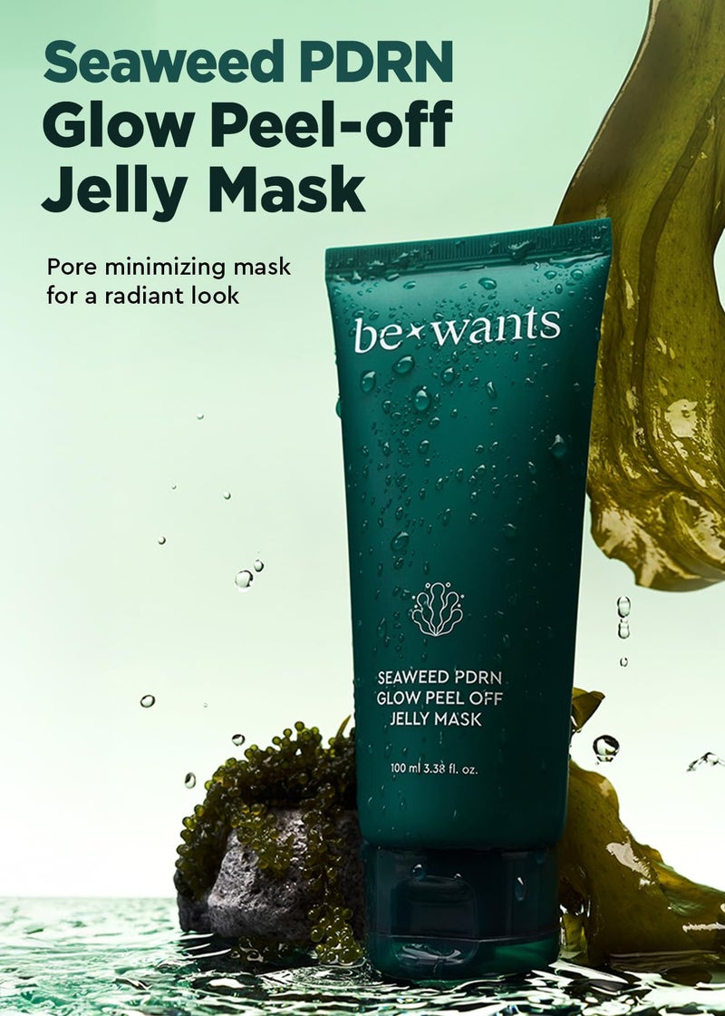 BE+WANTS bewants Seaweed PDRN Glow Peel Off Jelly Mask | Pore Minimizing Peel Off Face Mask | Soothing PDRN Skincare & Vegan Skincare for Korean Glass Skin, 3.38 fl oz - Image 2