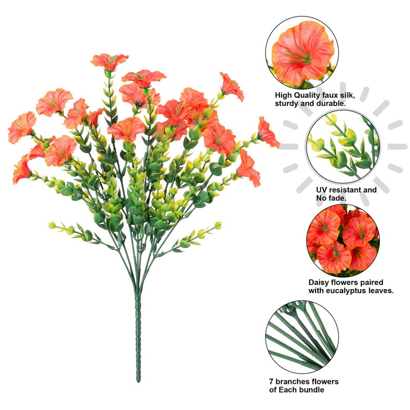 HyeFlora Artificial Fake Fall Autumn Flowers Plants for Outdoor Outside  12 Bundles Faux Silk Orange Morning Glory UV Resistant Look Real for Front Door Porch Patio Yard Window Box Decoration - Image 5