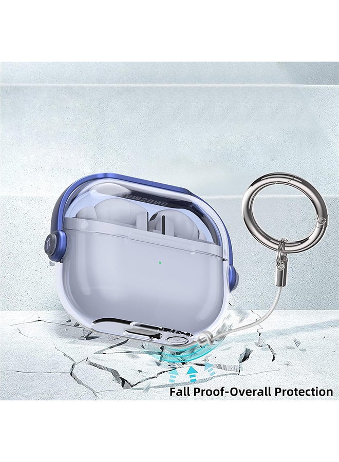 O Ozone For Samsung Galaxy Buds3 Case & Galaxy Buds 3 Pro Case Cover , Holder Clip Shockproof Flexible TPU Protection Case with Carabiner- Blue  - Image 3