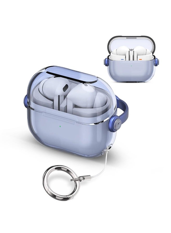 O Ozone For Samsung Galaxy Buds3 Case & Galaxy Buds 3 Pro Case Cover , Holder Clip Shockproof Flexible TPU Protection Case with Carabiner- Blue  - Image 1