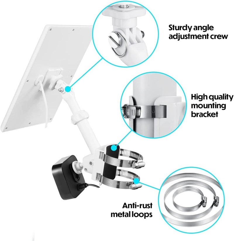 Wasserstein 2-in-1 Universal Pole Mount for Camera & Solar Panel Compatible with Wyze, Blink, Ring, Arlo, Eufy Camera (White) - Mount Only, Solar Panel and Camera Not Included - Image 4