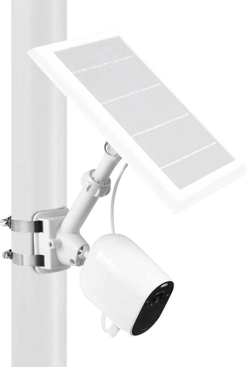 Wasserstein 2-in-1 Universal Pole Mount for Camera & Solar Panel Compatible with Wyze, Blink, Ring, Arlo, Eufy Camera (White) - Mount Only, Solar Panel and Camera Not Included - Image 1