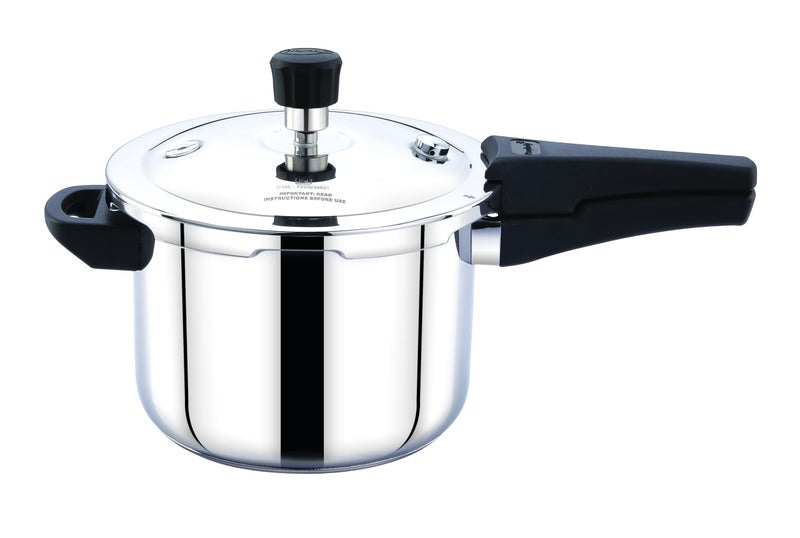 Praylady Sleek 3 L Pressure Cooker | Triply Base | Stainless Steel | ISI Certified | Full Capacity | Dual Safety Valve | Gas & Induction Compatible | Premium Build - Image 1