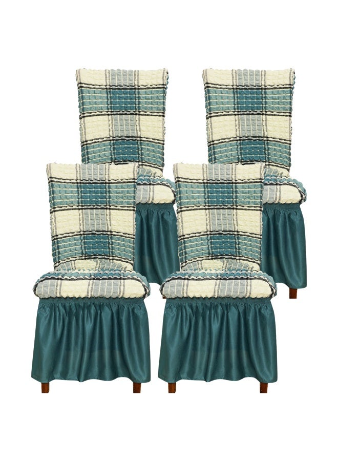 4 PCS High Stretch Skirt Chair Cover for Dining Removable Dining Room Chair Covers with Skirt Spandex Chair Slipcovers Protector - Image 1
