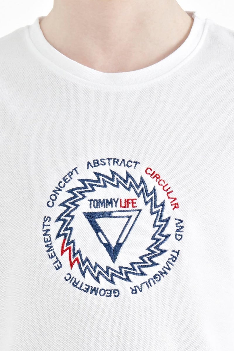 Tommy Life White Embroidery Detailed O Neck Standard Pattern Boy T-Shirt - 11115 - Image 2