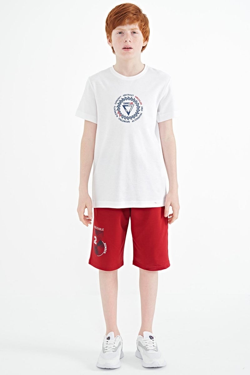 Tommy Life White Embroidery Detailed O Neck Standard Pattern Boy T-Shirt - 11115 - Image 3