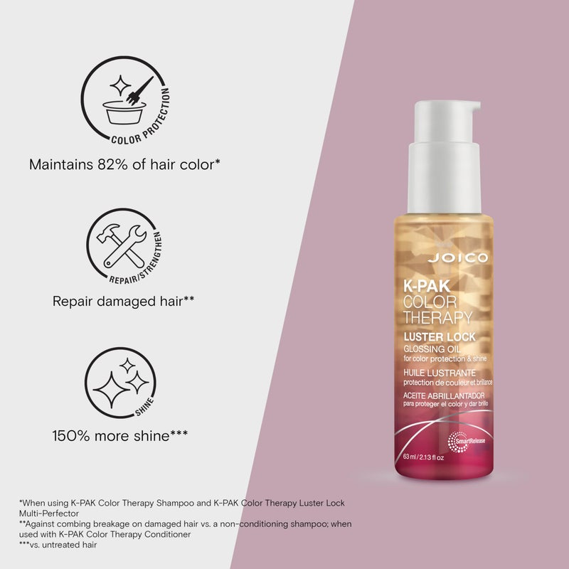 Joico K-PAK Color Therapy Luster Lock Glossing Oil | For Color-Treated Hair | For Color-Protection & Shine | Tame Frizz | With Keratin & Argan Oil | 2.13 Fl Oz - Image 3