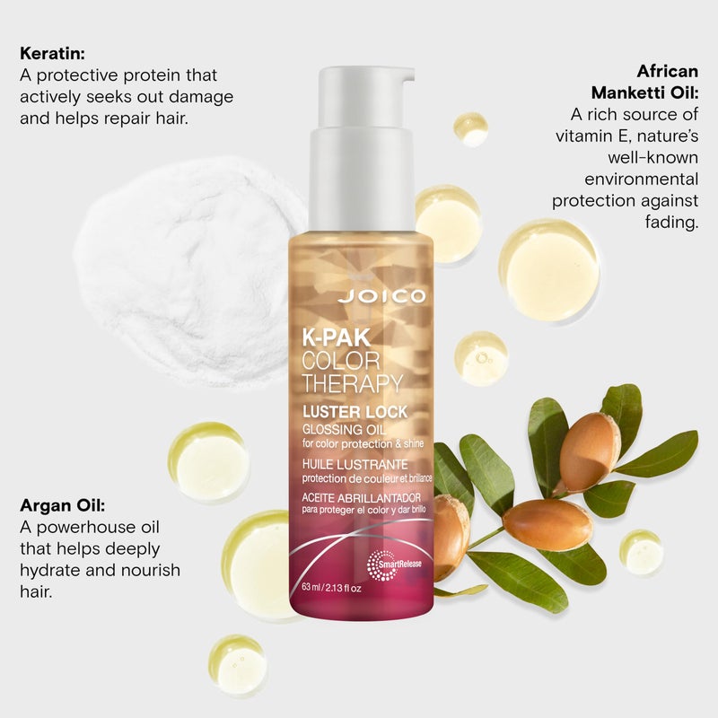 Joico K-PAK Color Therapy Luster Lock Glossing Oil | For Color-Treated Hair | For Color-Protection & Shine | Tame Frizz | With Keratin & Argan Oil | 2.13 Fl Oz - Image 4