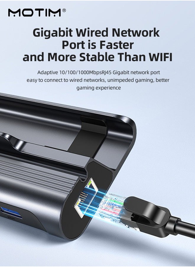 Motim - 6-in-1 Docking Station for Steam Deck, Valve Steam Deck Charger Stand, Steam Deck Dock USB C Hub, with HDMI 2.0 4K@60Hz, 100W PD3.0 USB-C, 1000Mbps Ethernet, 3 USB3.0 - Image 1