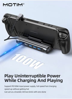 موتيم قاعدة إرساء 6 في 1 لمنصة Steam Deck، حامل شاحن Steam Deck Steam Deck، موزع USB C لمنصة Steam Deck Dock، مع HDMI 2.0 4K @ 60 هرتز، و100W PD3.0 USB-C، و1000 ميجابت في الثانية Ethernet، و3 USB3.0  - Image 2