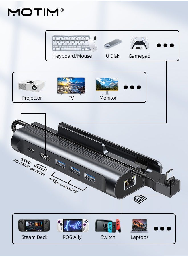 6-in-1 Docking Station for Steam Deck, Valve Steam Deck Charger Stand, Steam Deck Dock USB C Hub, with HDMI 2.0 4K@60Hz, 100W PD3.0 USB-C, 1000Mbps Ethernet, 3 USB3.0 - pzsku/Z90074DB3E27C059B8464Z/45/_/1703468101/6d1cb6a1-8095-4394-b042-75901c335b42