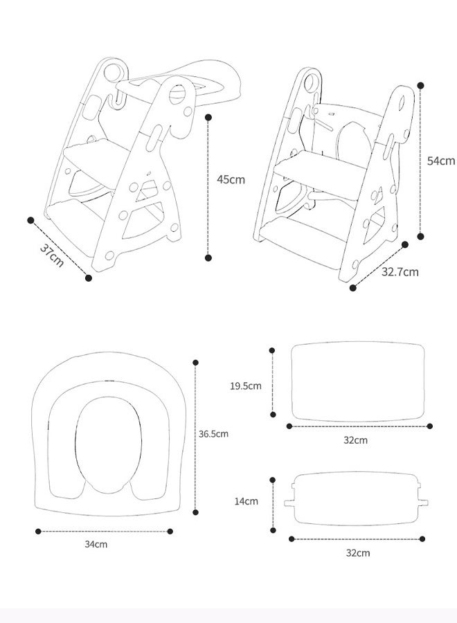 Aissiora Potty Training Seat, Kids Toilet Training Seat with Step Stool, Foldable Portable Potty Chair with Adjustable Height Ladder Guard Handle Soft Cushion White for Baby Toddler Boys Girls - Image 2
