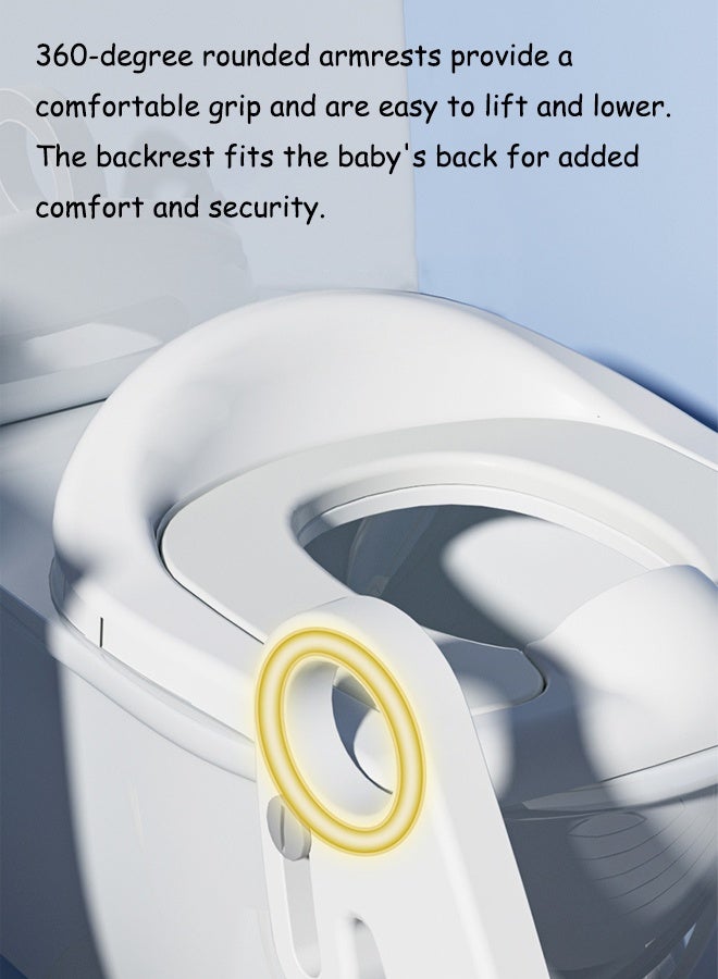 Aissiora Potty Training Seat, Kids Toilet Training Seat with Step Stool, Foldable Portable Potty Chair with Adjustable Height Ladder Guard Handle Soft Cushion White for Baby Toddler Boys Girls - Image 3