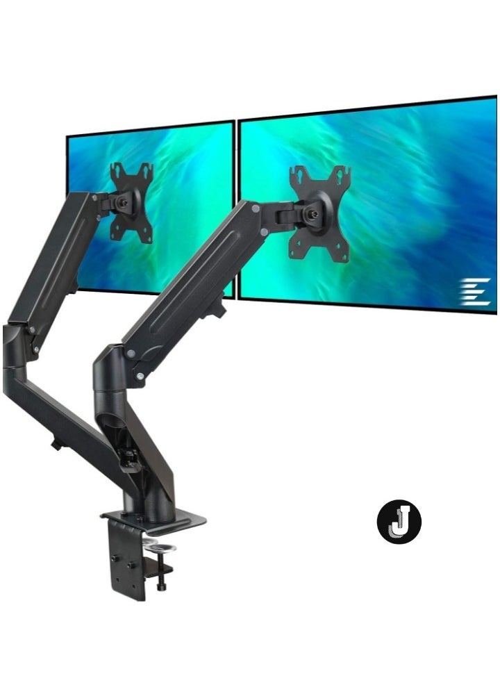 JAJEEK "Dual Arm Monitor Desk Mount – Height Adjustable, Tilt & Swivel Gas Spring Stand for 13" to 27" Screens, VESA Bracket Arm, Counterbalance Design (STAND-V002O)" - Image 1