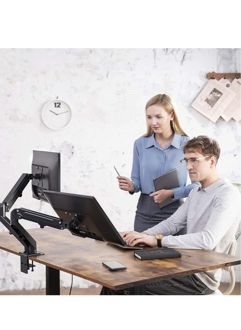JAJEEK "Dual Arm Monitor Desk Mount – Height Adjustable, Tilt & Swivel Gas Spring Stand for 13" to 27" Screens, VESA Bracket Arm, Counterbalance Design (STAND-V002O)" - Image 2