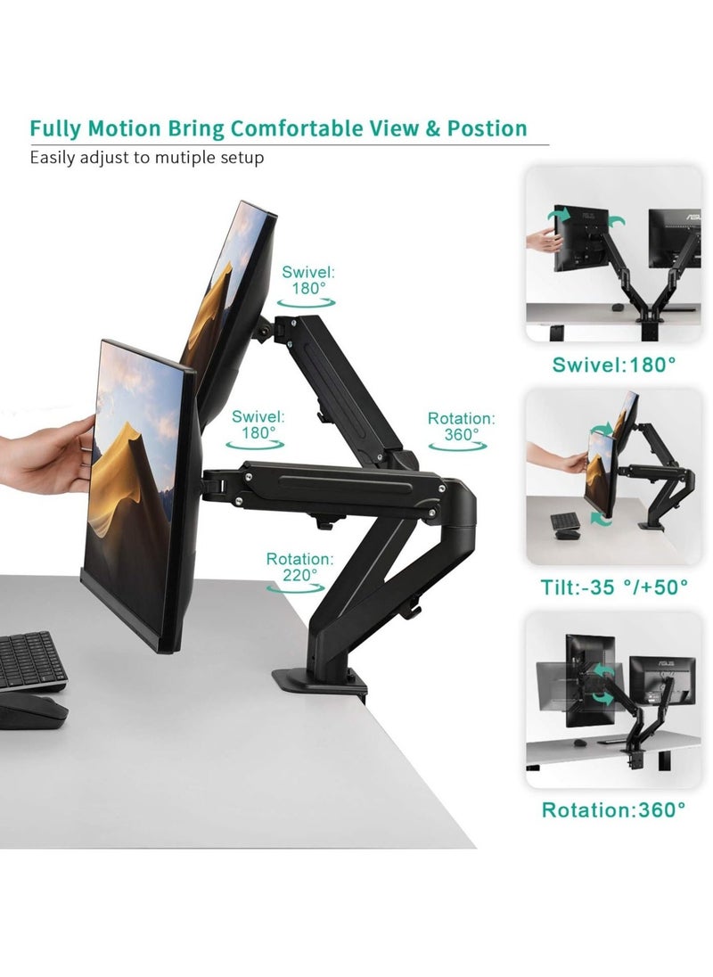 JAJEEK "Dual Arm Monitor Desk Mount – Height Adjustable, Tilt & Swivel Gas Spring Stand for 13" to 27" Screens, VESA Bracket Arm, Counterbalance Design (STAND-V002O)" - Image 5
