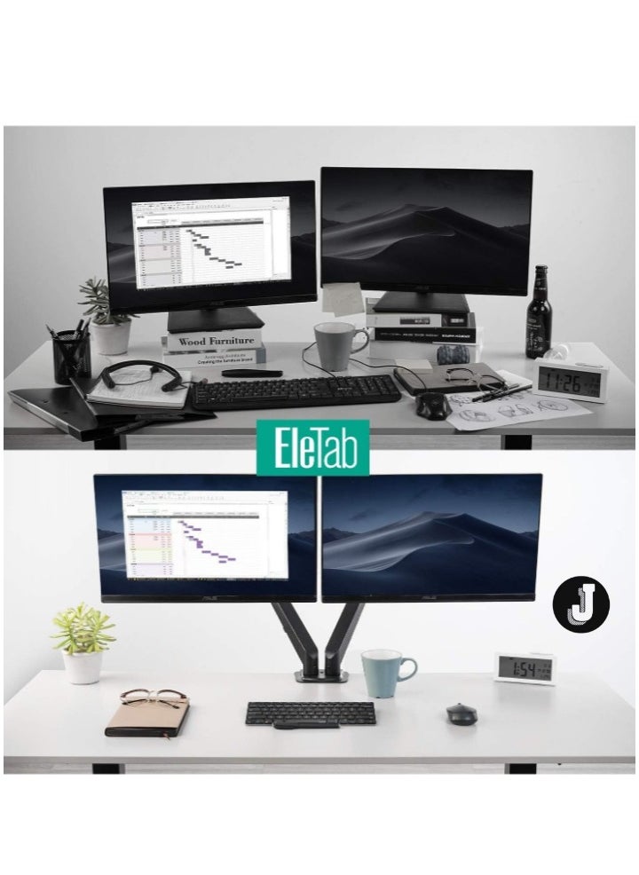 JAJEEK "Dual Arm Monitor Desk Mount – Height Adjustable, Tilt & Swivel Gas Spring Stand for 13" to 27" Screens, VESA Bracket Arm, Counterbalance Design (STAND-V002O)" - Image 4