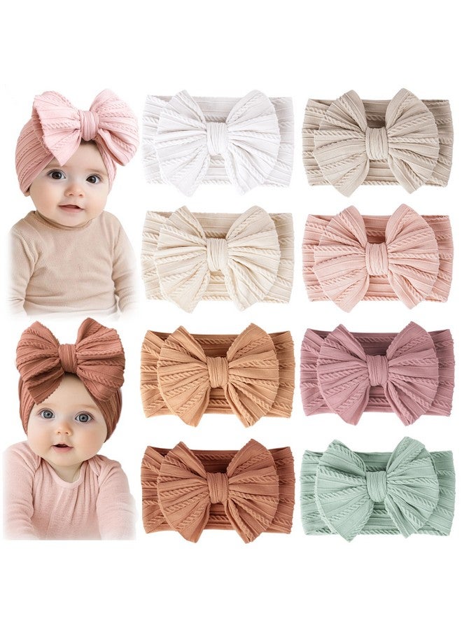 Prohouse 8 Pack Baby Headbands Soft Nylon Hairbands Hair Bows for Newborns Infants Toddlers and Baby Girls Elastic Hairbands for Daily Wear, Photoshoots - Image 1