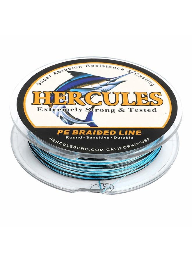 Hercules خط صيد متشابك سوبر كاست 100 متر 109 ياردة 10 رطل للاستخدام في المياه العذبة PE خيوط صيد متشابكة 8 خيوط - تمويه أزرق، 10 رطل (4.5 كجم)، 0.12 مم - Image 4