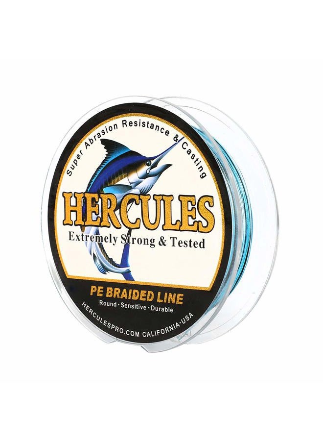 Hercules خط صيد متشابك سوبر كاست 100 متر 109 ياردة 10 رطل للاستخدام في المياه العذبة PE خيوط صيد متشابكة 8 خيوط - تمويه أزرق، 10 رطل (4.5 كجم)، 0.12 مم - Image 1