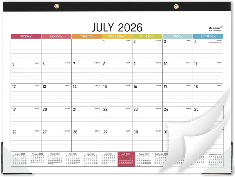 بوكول تقويم مكتبي 2026-2027 - تقويم مكتبي 2026-2027، مقاس 14.8 × 11.4 بوصة، من يوليو 2026 إلى ديسمبر 2027، تقويم 18 شهرًا، كتل كبيرة مسطرة، قابل للتمزيق، واقيات زوايا، تقويم مكتبي/حائطي للتخطيط و - Image 1