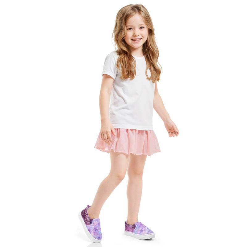 K KomForme Toddler Sneakers for Girls Boys Slip On Canvas Walking Shoes, Size 13 Little Kid, Purple Glitter - Image 2