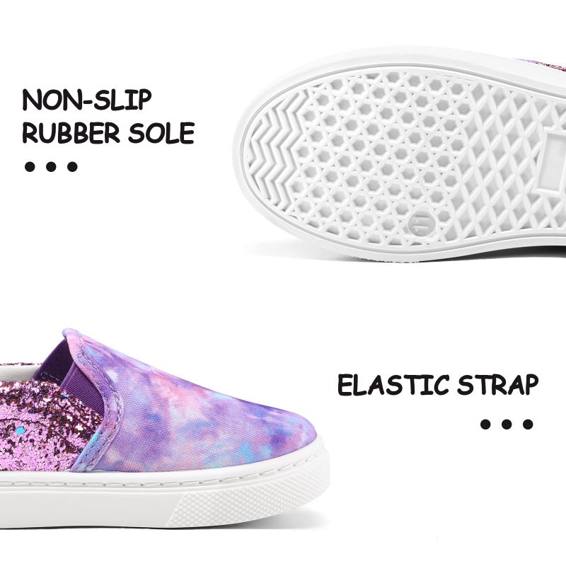 K KomForme Toddler Sneakers for Girls Boys Slip On Canvas Walking Shoes, Size 13 Little Kid, Purple Glitter - Image 5