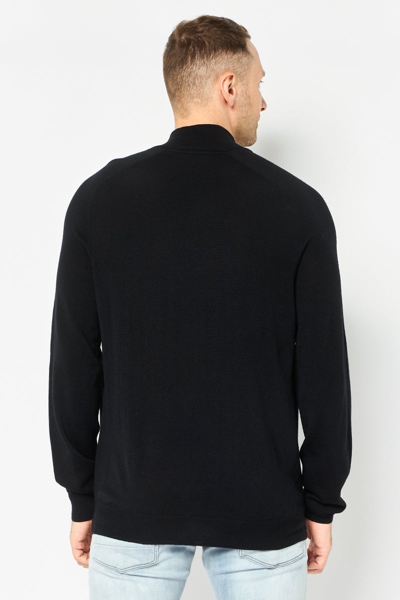 Lyle & Scott Men High Neck Embroidered Logo Sweater, Black - Image 3