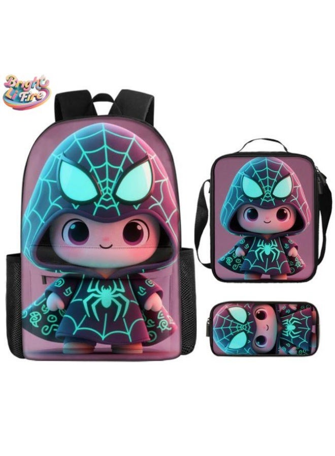 Bright Li Fire Unlock the new fashion of childish fun! Three-piece set of bags, cartoon elements for children and teenagers (students, children, friends' outings, mountain climbing, schooling, etc. can be used) - 100 - Image 1
