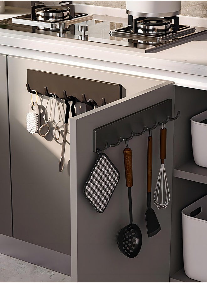 Generic 2 Pack Kitchen Utensil Rack, Pots and Pans Hanging Rack Wall Mounted with 5, 7 Hooks for Spatula Spoon, Measuring Cups, Coffee Mug  - Image 1