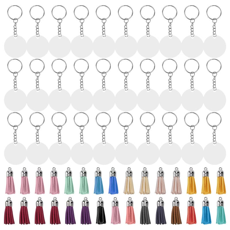 Jewelry Making Kit Acrylic Keychain Blanks Circle Tassel Set Smooth Edges DIY - Image 2