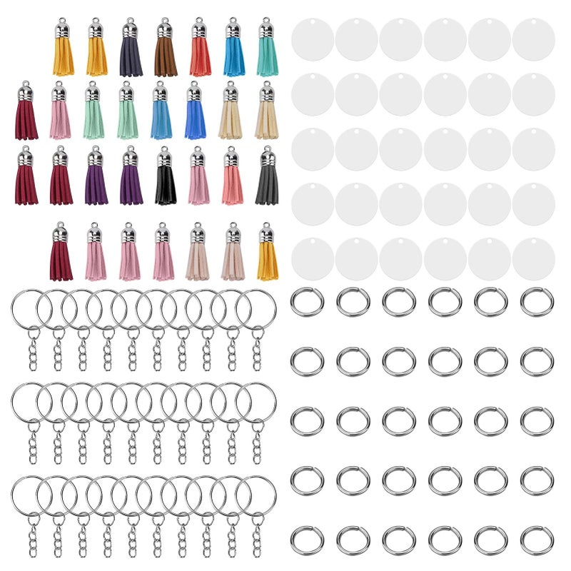 Jewelry Making Kit Acrylic Keychain Blanks Circle Tassel Set Smooth Edges DIY - Image 3