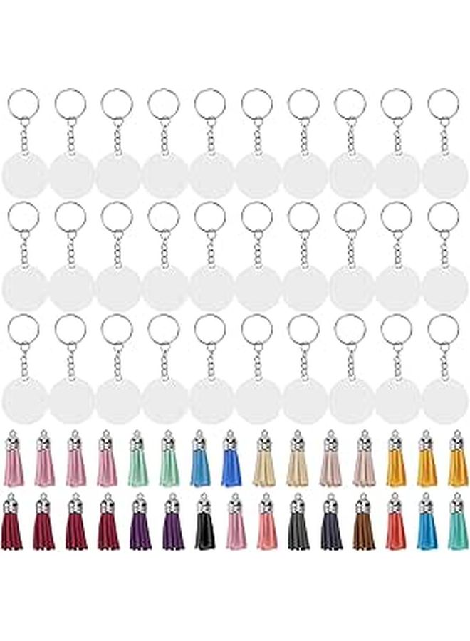 Jewelry Making Kit Acrylic Keychain Blanks Circle Tassel Set Smooth Edges DIY - Image 1