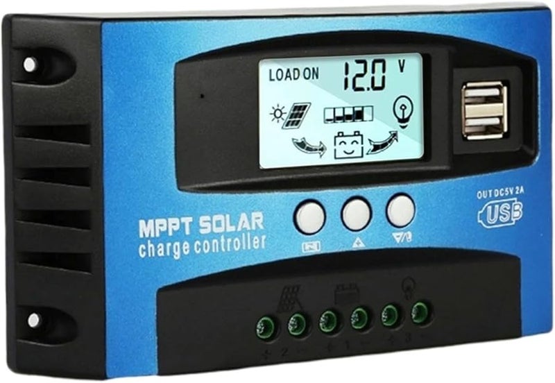 100A Solar Charge Controller 12V 24V LCD Display Auto Panel Regulator With Load - Image 1