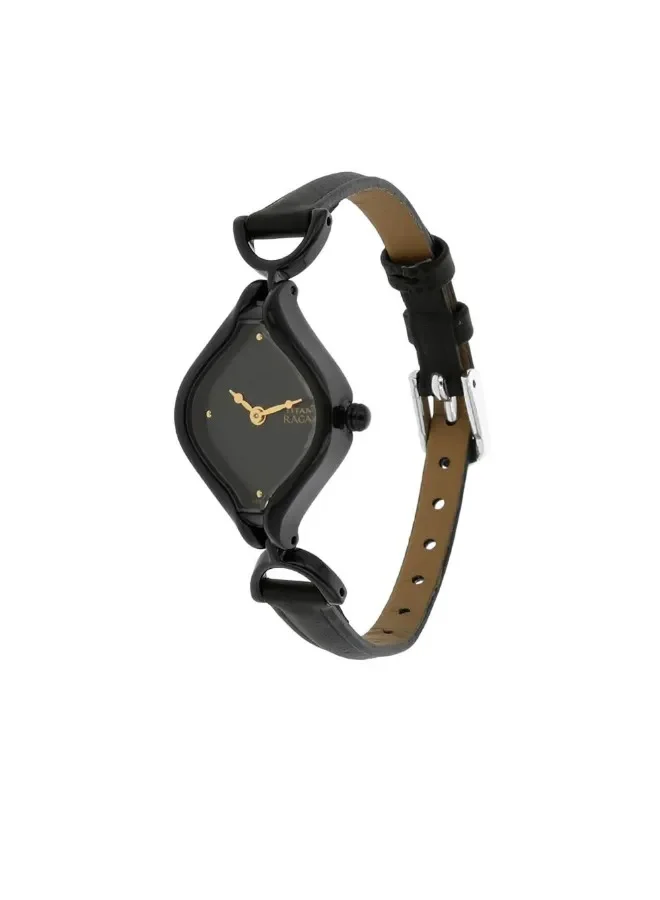 TITAN Titan Quartz Analog Watch for Women With Black Dial Black Colour Leather Strap