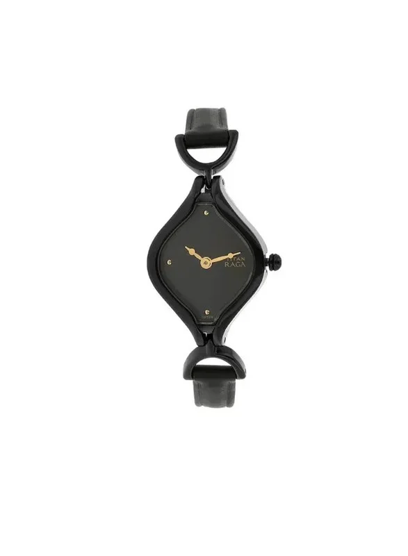 TITAN Titan Quartz Analog Watch for Women With Black Dial Black Colour Leather Strap