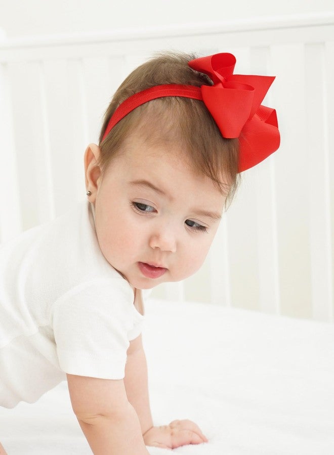 jollybows 40pcs Baby Girls Grosgrain Ribbon Hair Bows Headbands 4" Elastic Hair Band Hair Accessories for Infants Newborn- Natural Color Set - Image 4