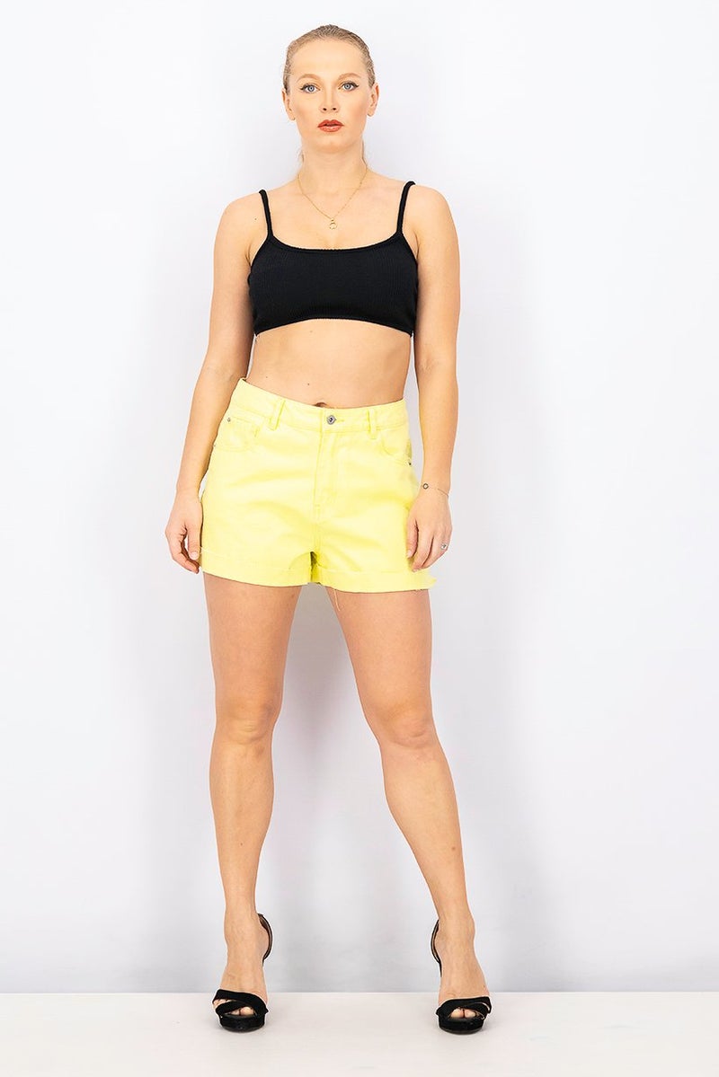 Reserved Women Five Pocket Shorts, Lime Green - Image 3