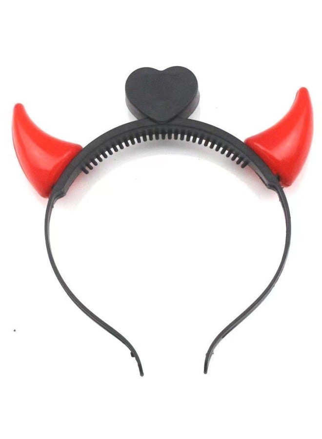 Cheering Headband Glow Stick Small Gift Party Flash Horn Head Hoop Horn Head Buckle Toy-Color:Small Horns  - Image 1