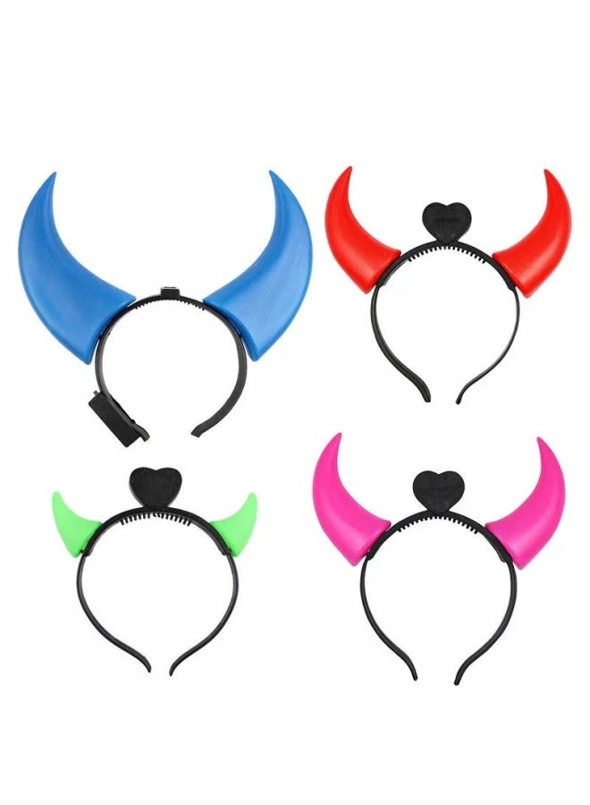 Cheering Headband Glow Stick Small Gift Party Flash Horn Head Hoop Horn Head Buckle Toy-Color:Small Horns  - Image 2