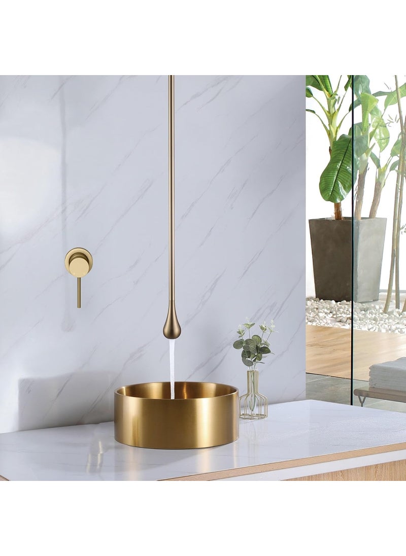 Aquieen Wall Mounted Single Lever Ceiling Basin Mixer with Provision for Hot Cold Water Drop Ceiling Mounted Gold