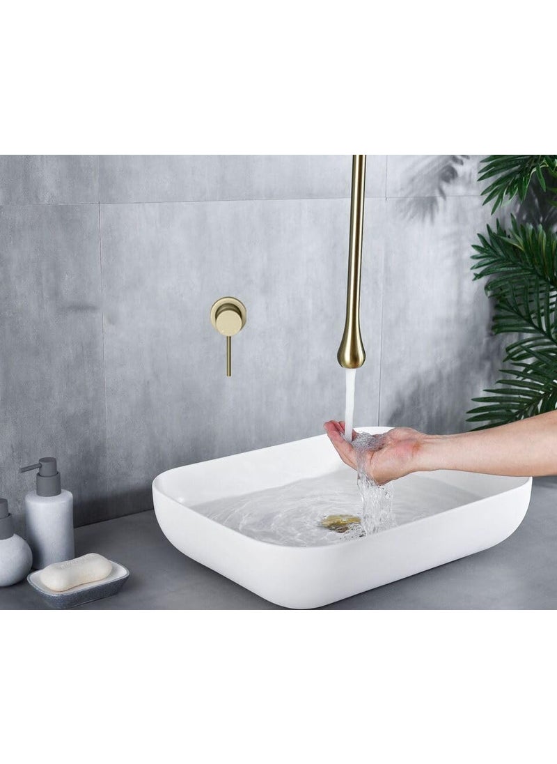 Aquieen Wall Mounted Single Lever Ceiling Basin Mixer with Provision for Hot Cold Water Drop Ceiling Mounted Gold