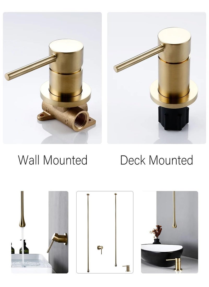 Aquieen Wall Mounted Single Lever Ceiling Basin Mixer with Provision for Hot Cold Water Drop Ceiling Mounted Gold