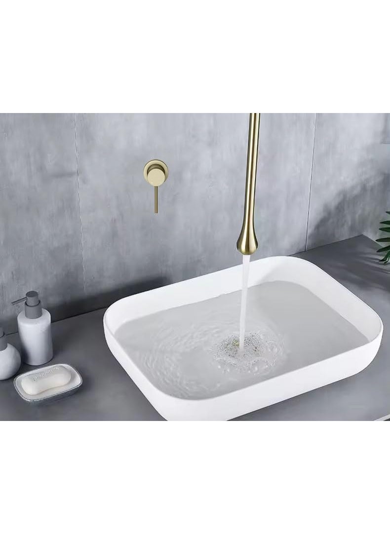 Aquieen Wall Mounted Single Lever Ceiling Basin Mixer with Provision for Hot Cold Water Drop Ceiling Mounted Gold