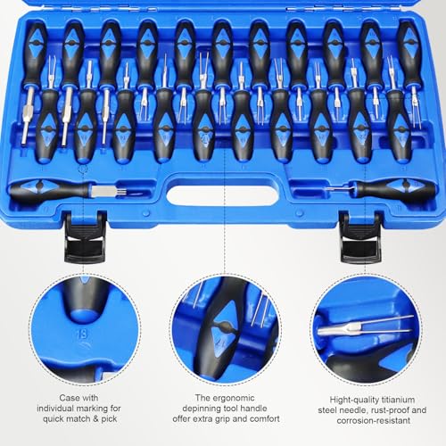 YSTOOL Terminal Release Kit, Universal Wire Connector Removal Pin Extractor Release Tool 23 PCS Set for American Domestic and Imported Vehicles - Image 5