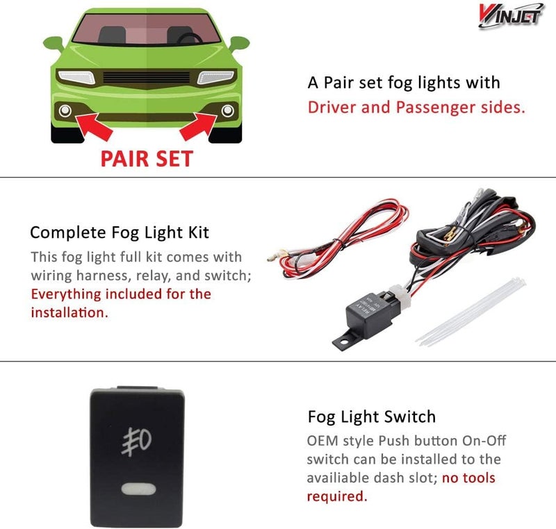 Winjet أضواء ضباب وينجيت متوافقة مع تويوتا كورولا 2011 2012 2013 مجموعة أسلاك مفتاح تشغيل أضواء الضباب - Image 3