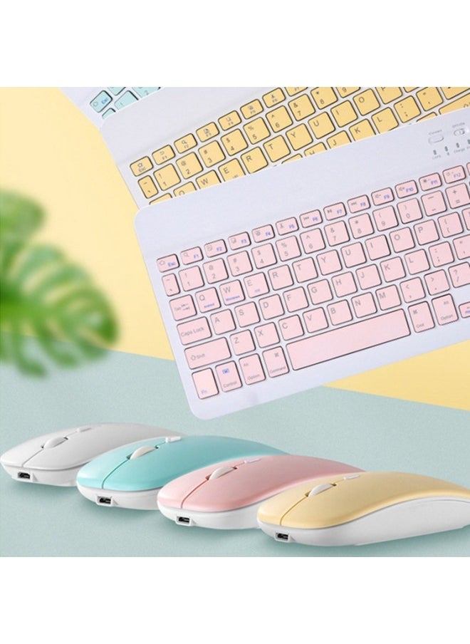 10 Inch Bluetooth Keyboard For Ipad Keyboard And Mouse Suit Apple Android Phone Universal Tablet Bluetooth Keyboard-Color:Charging Dual-mode Cloud Blue Mouse - Image 2