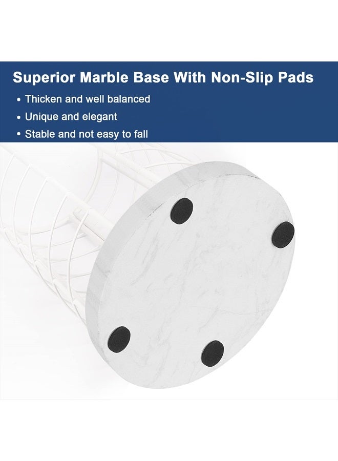 NearMoon Toilet Paper Organizer Stand, Free Standing 3 Rolls Tissue Storage, Metal Bathroom Accessory, Rustproof Toilet Roll Holder for Kitchen Countertop Inside Cabinet Shelf (Marble Base, White)  - Image 3