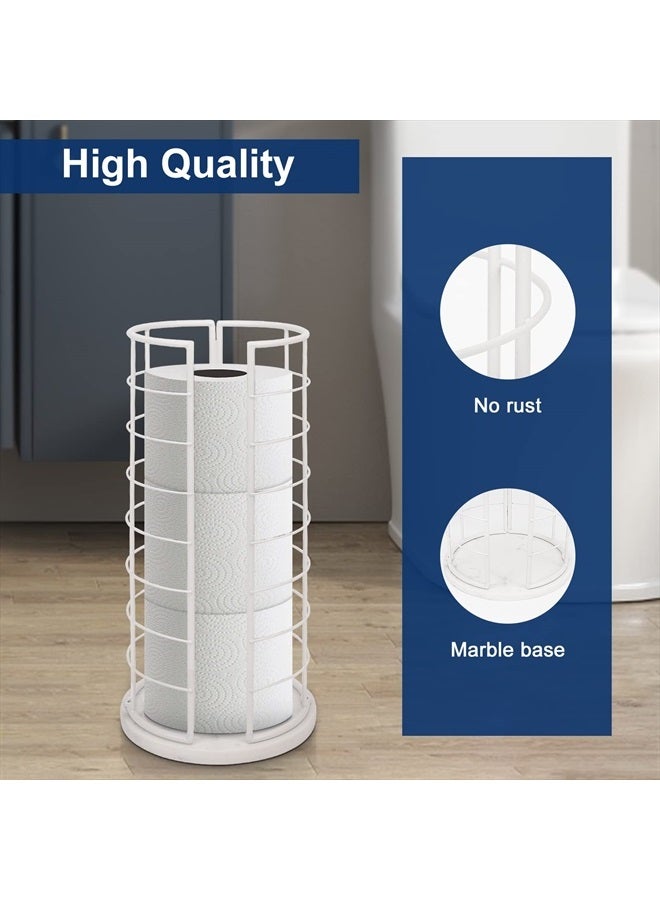 NearMoon Toilet Paper Organizer Stand, Free Standing 3 Rolls Tissue Storage, Metal Bathroom Accessory, Rustproof Toilet Roll Holder for Kitchen Countertop Inside Cabinet Shelf (Marble Base, White)  - Image 4